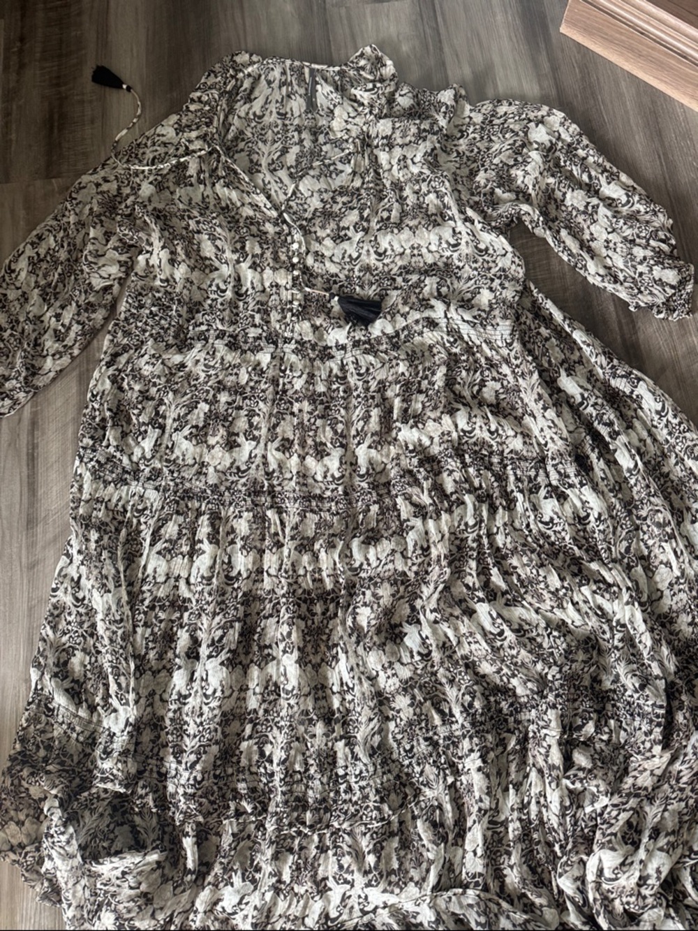 Anthropologie The Marais Printed Chiffon Maxi Dress Floral 2X Rabbits boho flowy - Picture 3 of 11